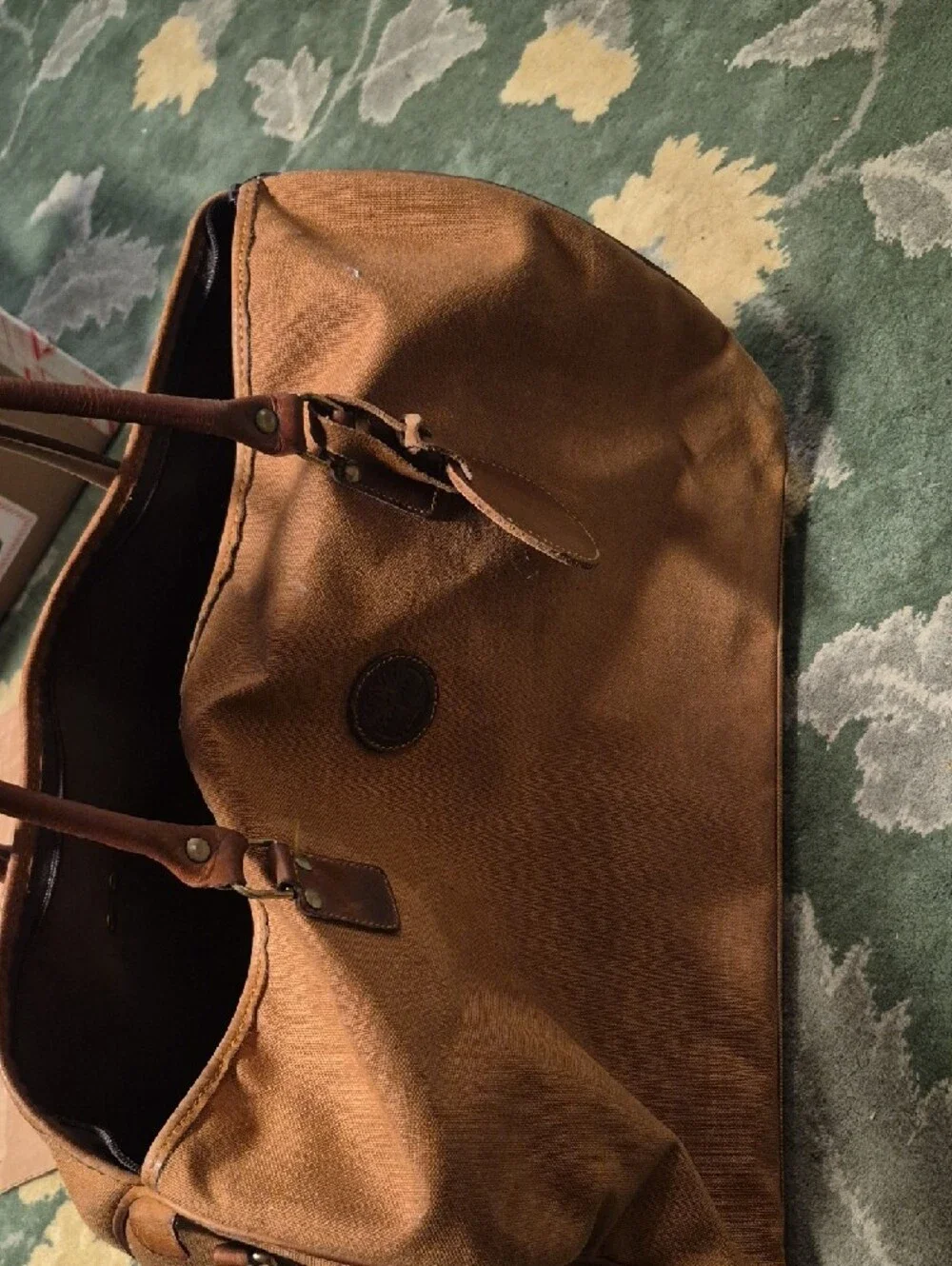 Timberland Brown Canvas Duffel with Leather Handles
